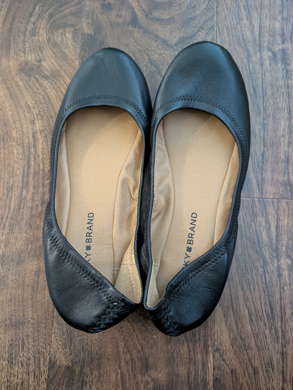 Lucky Brand 9.5 Black Leather Ballet Flats Womens
